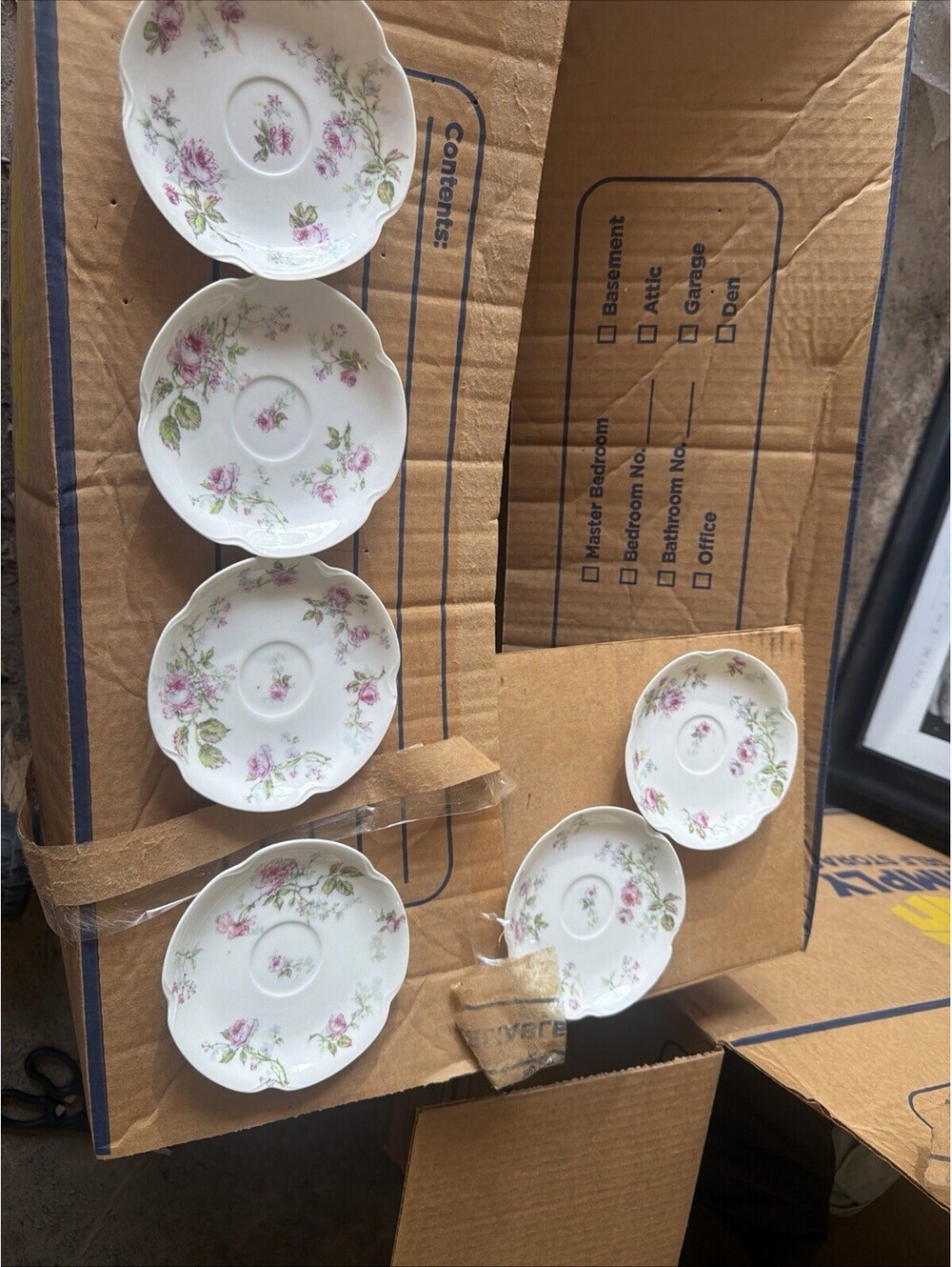 (4 Sets Plus 2 Extra) Haviland France Limoges Pink Roses Cups Saucers Tea
